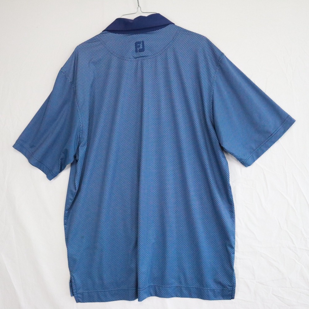 FootJoy Polo Shirt Mens Large Performance‎ Golf Flex Blue Geometric Short Sleeve - Picture 2 of 6
